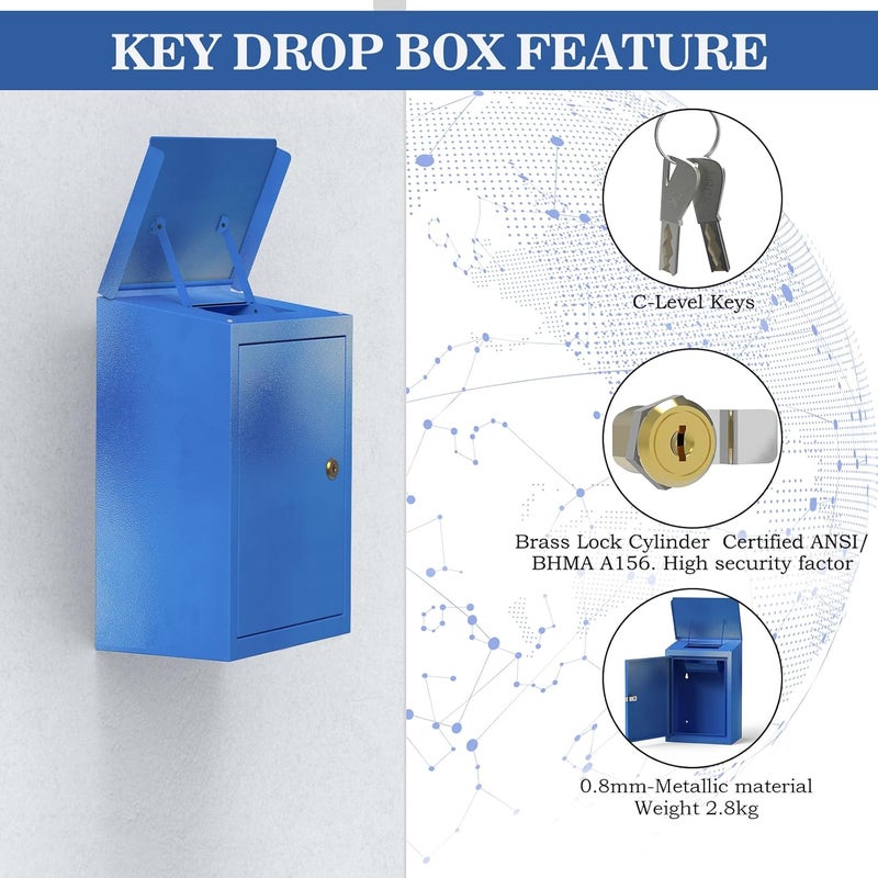 WeHere Key Drop Box for Outside Wall Mount, Key Return Box for Automotive, Anti-Thief & Waterproof Design for Outdoor, Secure Cash Drop Box for Bussiness After Hours,Hotel,Car Rental - Image 4